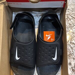 Nike Black Slides with White Logo